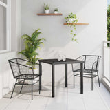 vidaXL Tuin Eettafel Set 3 pcs Zwart poly rattan