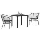 vidaXL Tuin Eettafel Set 3 pcs Zwart poly rattan