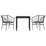 vidaXL Tuin Eettafel Set 3 pcs Zwart poly rattan