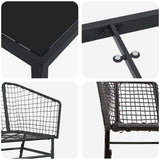 vidaXL Tuin Eettafel Set 3 pcs Zwart poly rattan