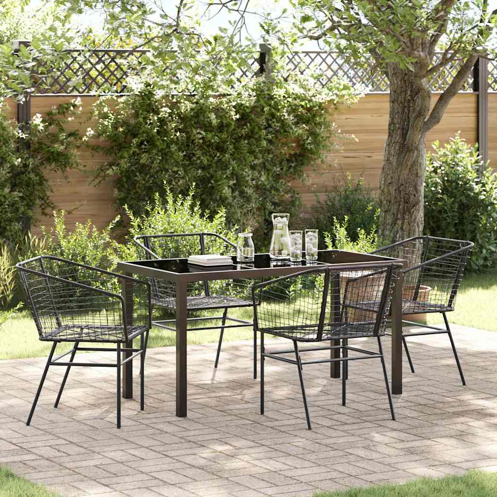 vidaXL Tuin Eettafel Set 3 pcs Zwart poly rattan