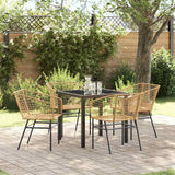 vidaXL Tuin Eettafel Set 3 pcs Zwart poly rattan