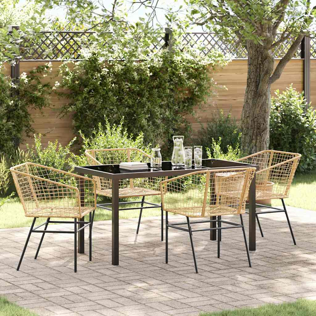 vidaXL Tuin Eettafel Set 3 pcs Zwart poly rattan