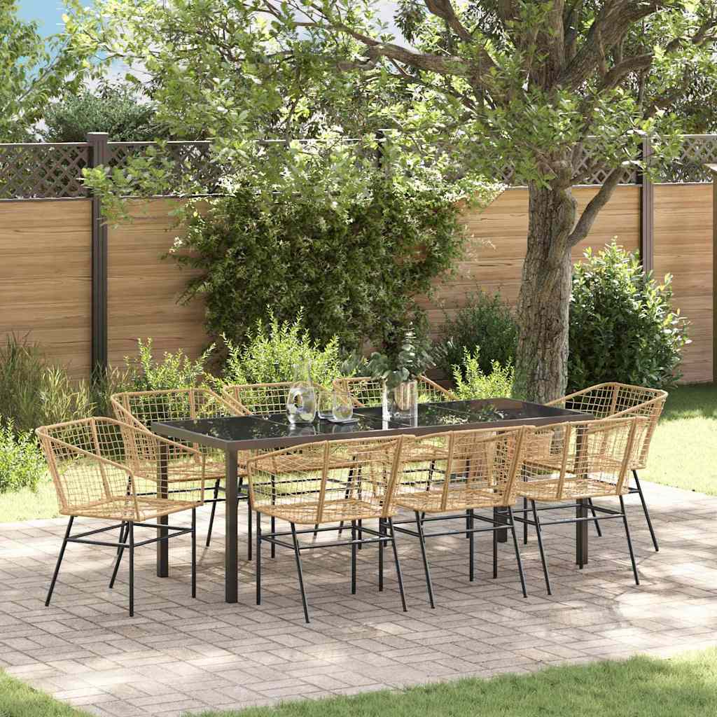 vidaXL Tuin Eettafel Set 3 pcs Zwart poly rattan