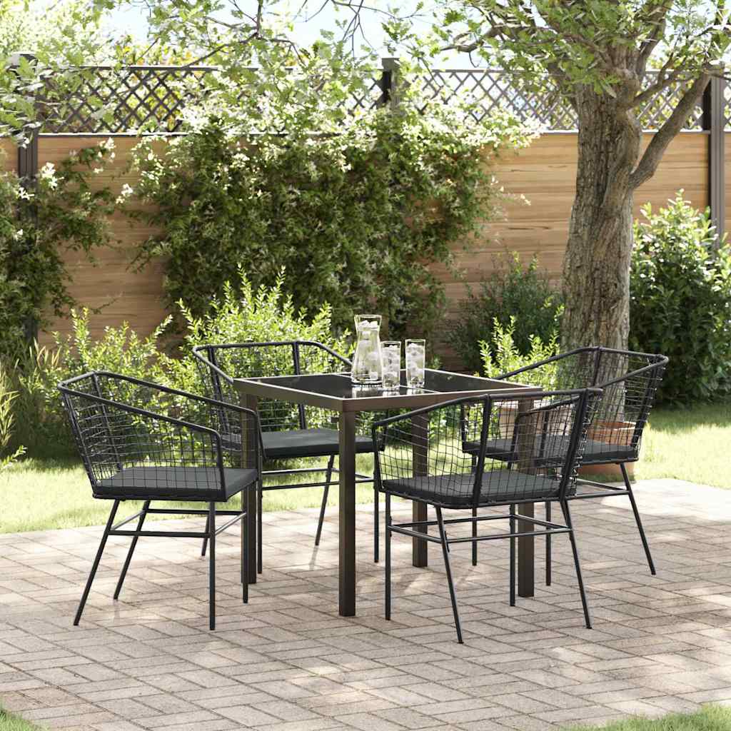 vidaXL Tuin Eettafel Set 3 pcs Zwart poly rattan