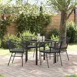 vidaXL Tuin Eettafel Set 3 pcs Zwart poly rattan