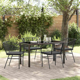 vidaXL Tuin Eettafel Set 3 pcs Zwart poly rattan