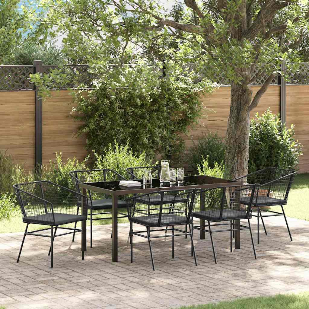 vidaXL Tuin Eettafel Set 3 pcs Zwart poly rattan