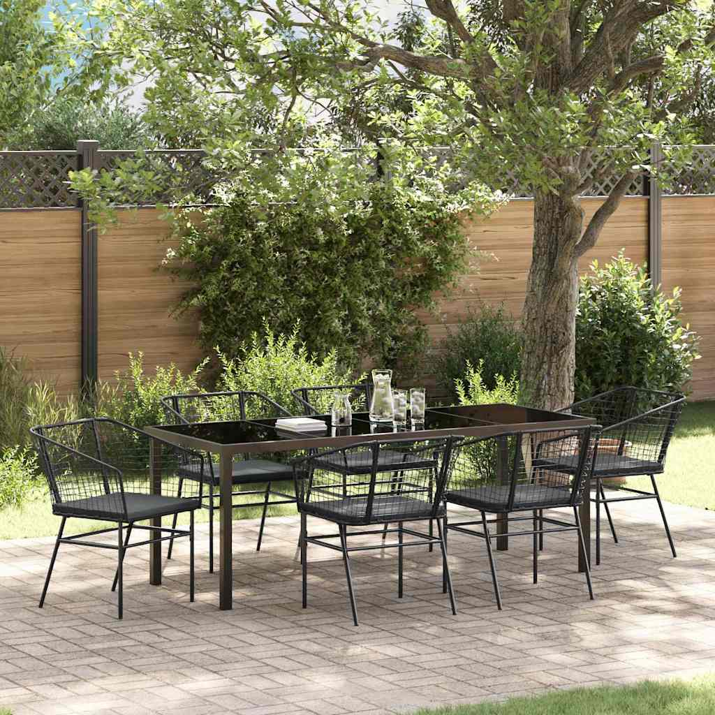 vidaXL Tuin Eettafel Set 3 pcs Zwart poly rattan