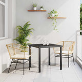 vidaXL Tuin Eettafel Set 3 pcs Zwart poly rattan