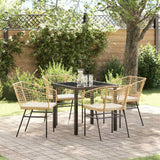 vidaXL Tuin Eettafel Set 3 pcs Zwart poly rattan