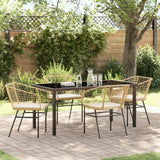 vidaXL Tuin Eettafel Set 3 pcs Zwart poly rattan