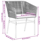 vidaXL Garden Dining Set with Cushions 3 pcs Black Powder-Coated Steel