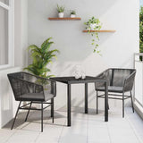 vidaXL Garden Dining Set with Cushions 3 pcs Black Powder-Coated Steel