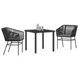vidaXL Garden Dining Set with Cushions 3 pcs Black Powder-Coated Steel