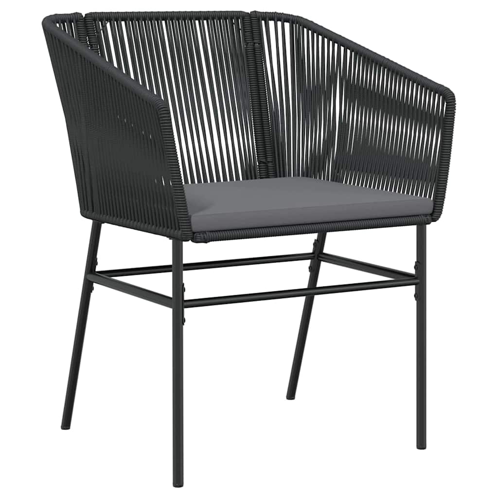 vidaXL Garden Dining Set with Cushions 3 pcs Black Powder-Coated Steel