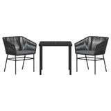 vidaXL Garden Dining Set with Cushions 3 pcs Black Powder-Coated Steel