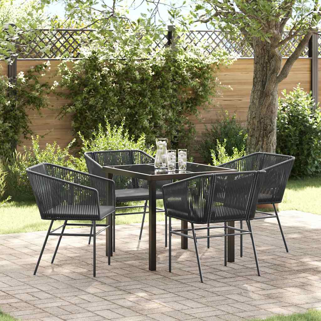 vidaXL Garden Dining Set with Cushions 3 pcs Black Powder-Coated Steel