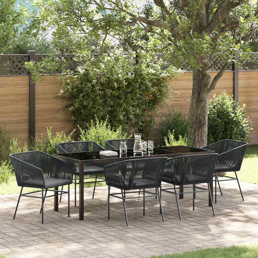 vidaXL Garden Dining Set with Cushions 3 pcs Black Powder-Coated Steel