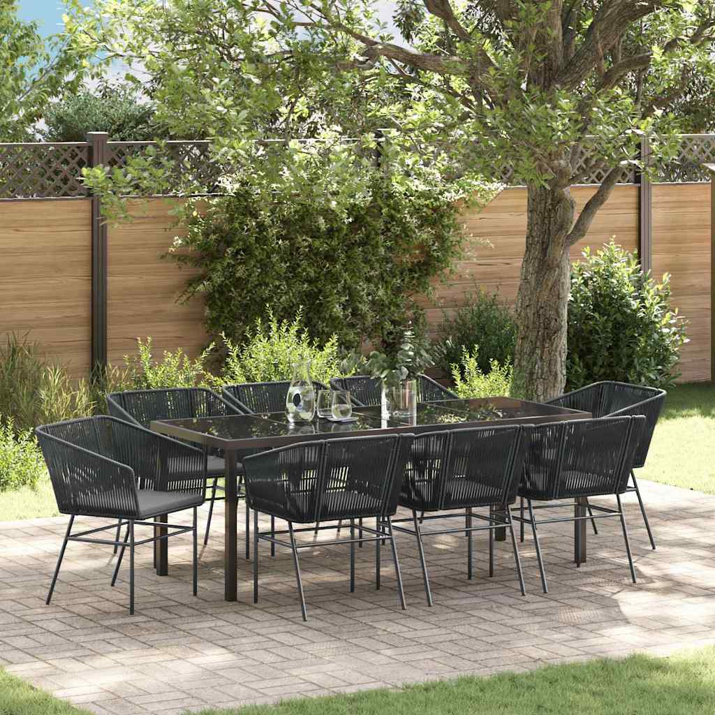 vidaXL Garden Dining Set with Cushions 3 pcs Black Powder-Coated Steel