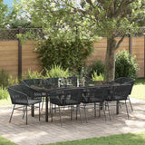 vidaXL Garden Dining Set with Cushions 3 pcs Black Powder-Coated Steel