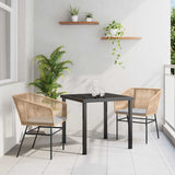vidaXL Garden Dining Set with Cushions 3 pcs Black Powder-Coated Steel