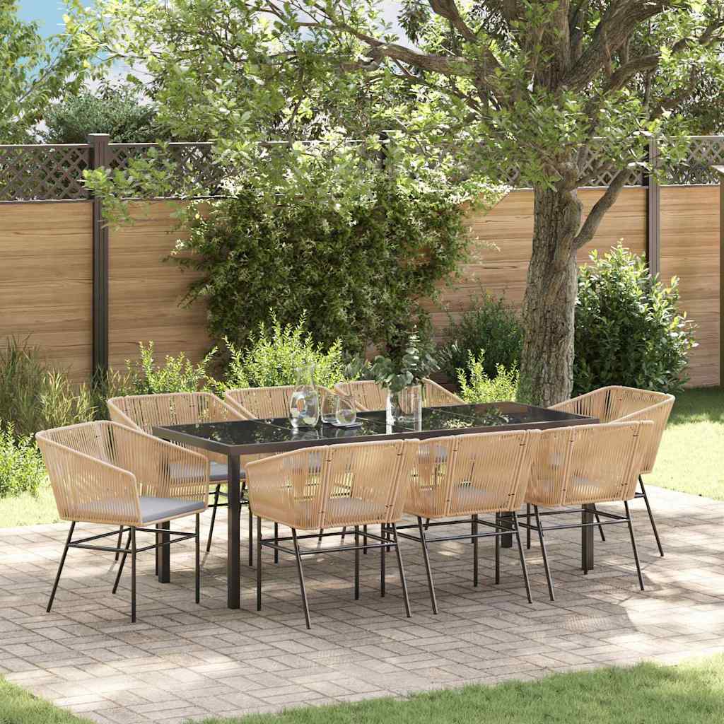 vidaXL Garden Dining Set with Cushions 3 pcs Black Powder-Coated Steel