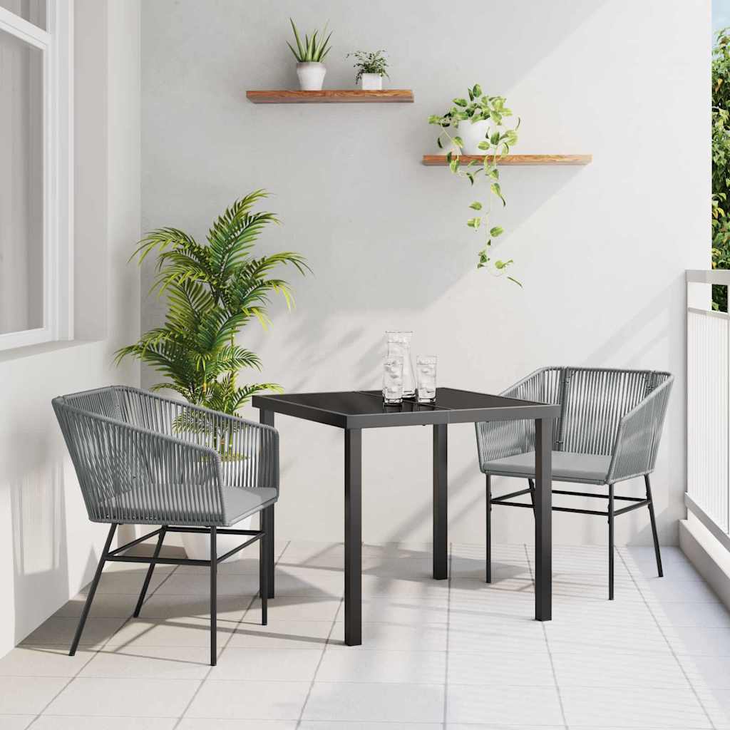 vidaXL Garden Dining Set with Cushions 3 pcs Black Powder-Coated Steel