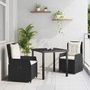 vidaXL Tuin Eettafel Set 3 pcs Zwart poly rattan