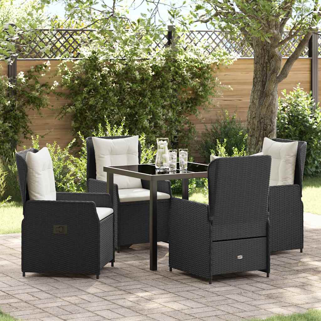 vidaXL Tuin Eettafel Set 3 pcs Zwart poly rattan