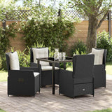 vidaXL Tuin Eettafel Set 3 pcs Zwart poly rattan