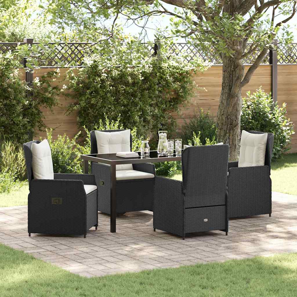 vidaXL Tuin Eettafel Set 3 pcs Zwart poly rattan