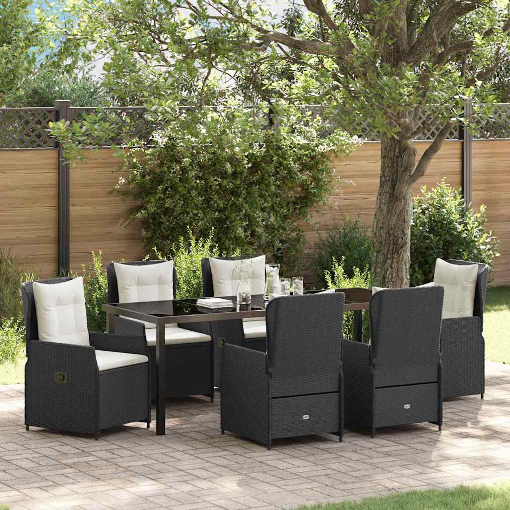 vidaXL Tuin Eettafel Set 3 pcs Zwart poly rattan