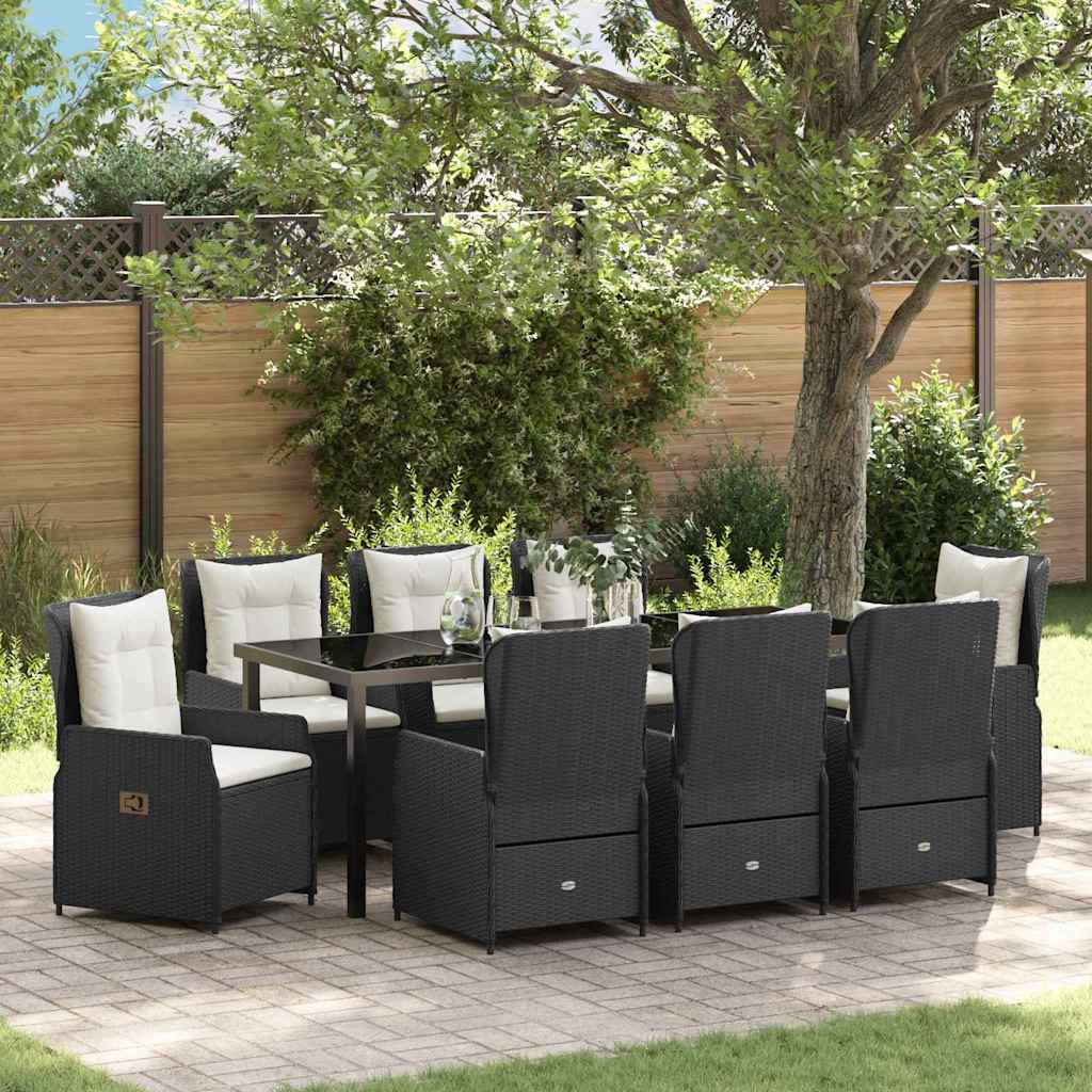 vidaXL Tuin Eettafel Set 3 pcs Zwart poly rattan