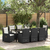 vidaXL Tuin Eettafel Set 3 pcs Zwart poly rattan