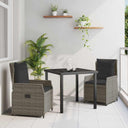 vidaXL Tuin Eettafel Set 3 pcs Zwart poly rattan