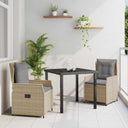 vidaXL Tuin Eettafel Set 3 pcs Zwart poly rattan
