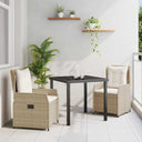vidaXL Tuin Eettafel Set 3 pcs Zwart poly rattan