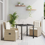 vidaXL Tuin Eettafel Set 3 pcs Zwart poly rattan