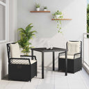 vidaXL Garden Dining Set 3 pcs Black poly rattan
