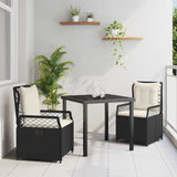 vidaXL Garden Dining Set 3 pcs Black poly rattan