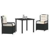 vidaXL Garden Dining Set 3 pcs Black poly rattan