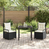 vidaXL Garden Dining Set 3 pcs Black poly rattan