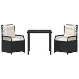 vidaXL Garden Dining Set 3 pcs Black poly rattan