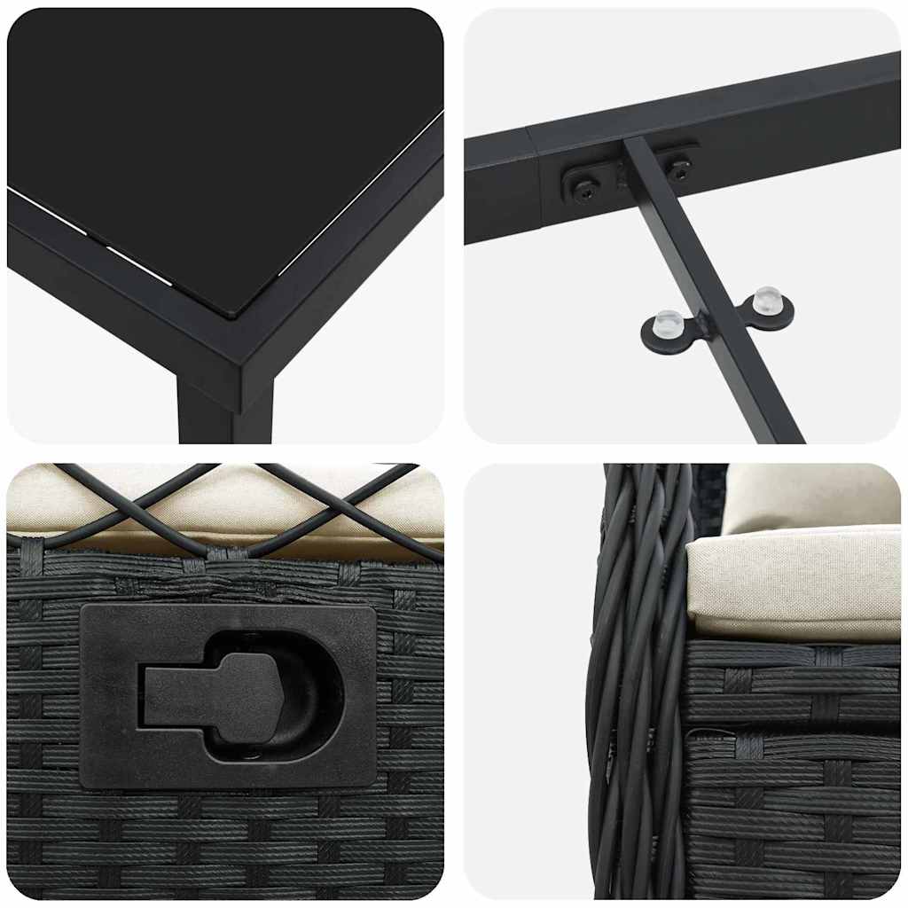 vidaXL Garden Dining Set 3 pcs Black poly rattan
