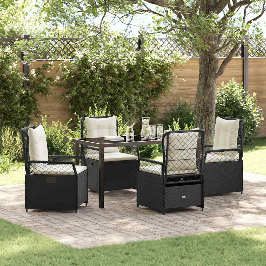 vidaXL Garden Dining Set 3 pcs Black poly rattan
