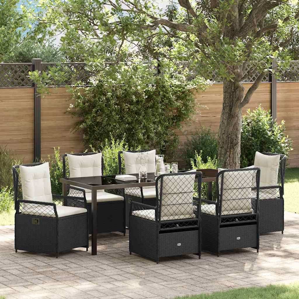 vidaXL Garden Dining Set 3 pcs Black poly rattan