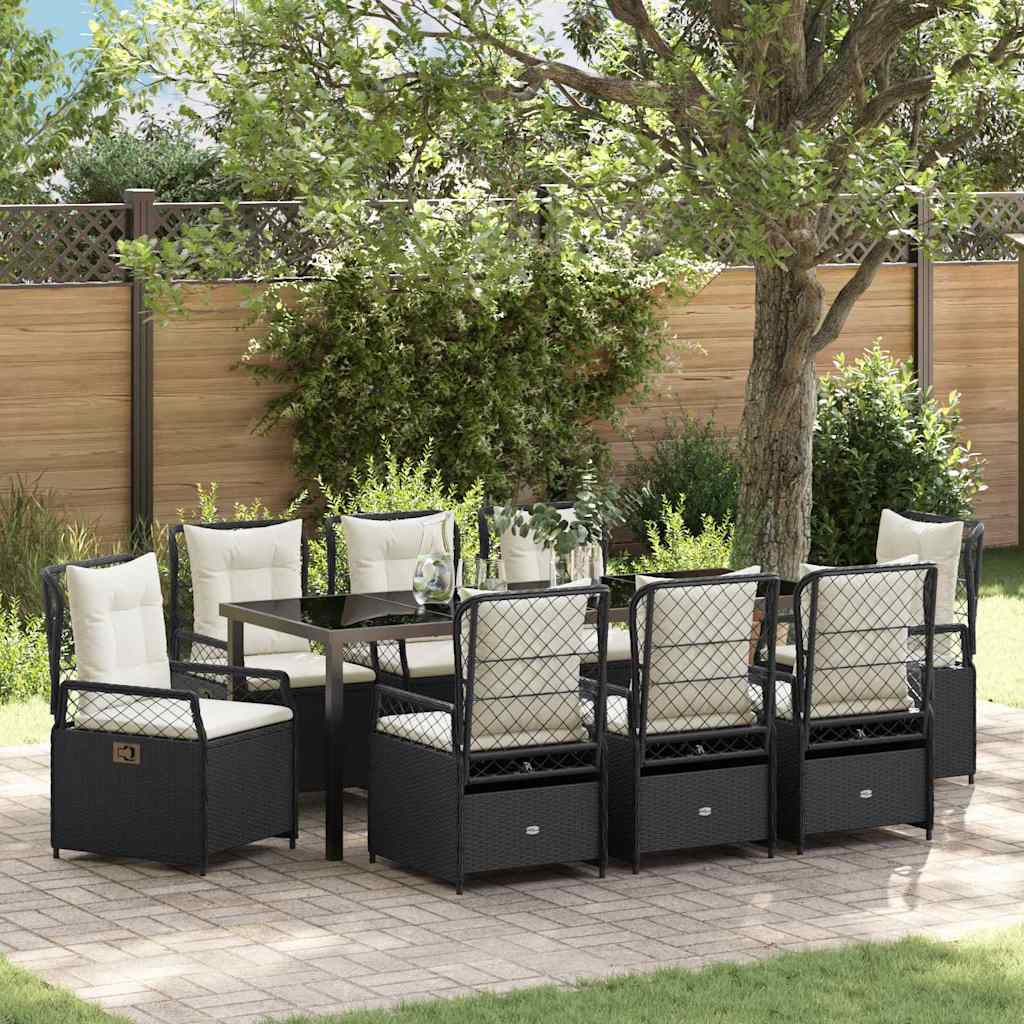 vidaXL Garden Dining Set 3 pcs Black poly rattan