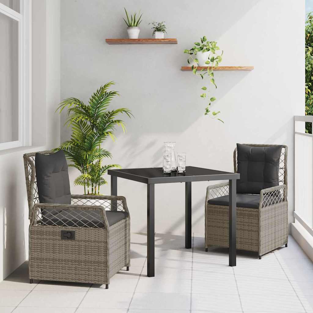 vidaXL Garden Dining Set 3 pcs Black poly rattan