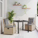 vidaXL Garden Dining Set 3 pcs Black poly rattan